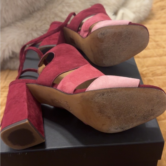 Coach Minetta Burgundy and Pink Heeled Sandals - Picture 4 of 8
